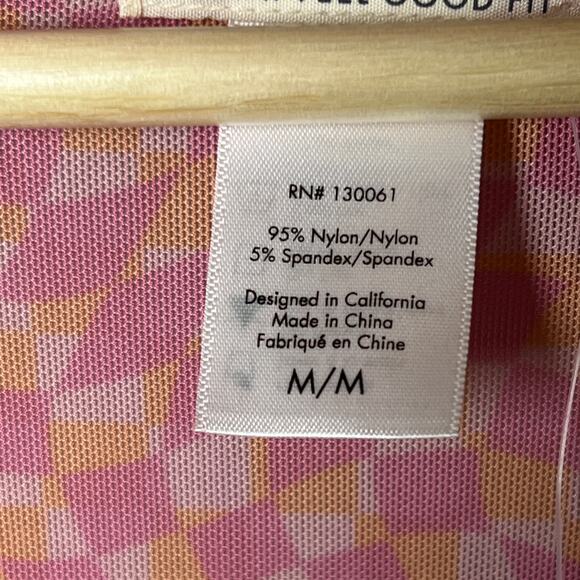 L*Space Lightweight Geometric Pink and Orange Tie Front Wrap Size M NEW - Picture 3 of 8